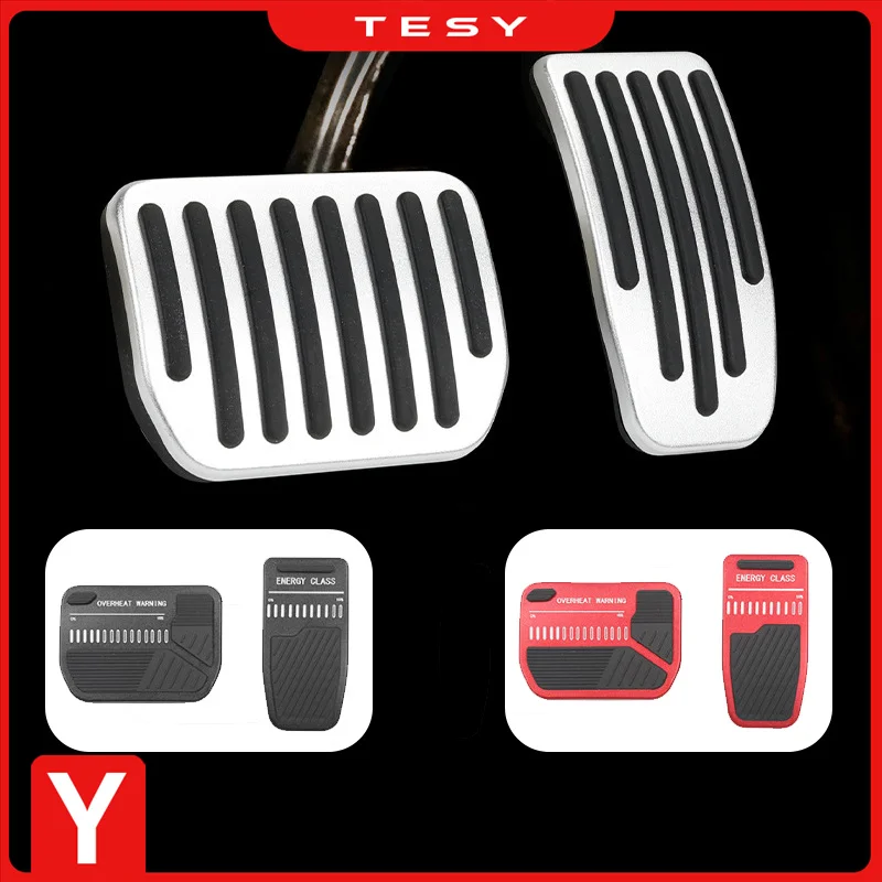 For 2022-2023 Tesla Model Y Car Foot Pedal Pads Covers Accessories Aluminum Alloy Accelerator Brake Rest Pedal