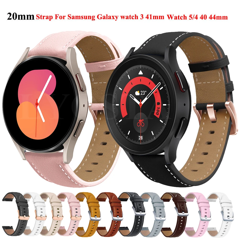 20mm Leather Strap For Samsung Galaxy Watch 5/pro 45/4 44mm 40mm Active 2 S2 Sport Bracelet For Samsung Galaxy Watch 3 41/42mm