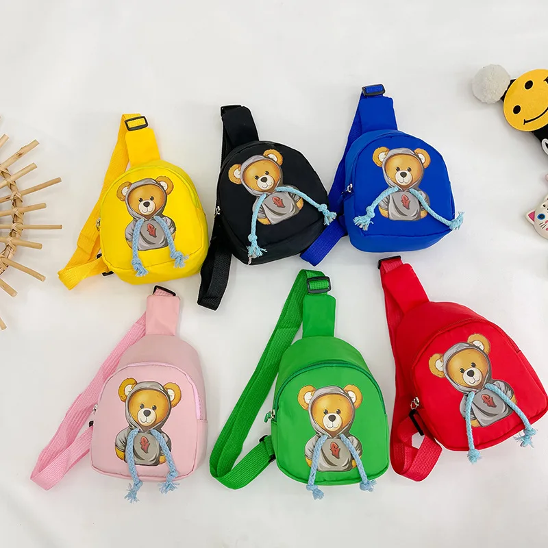 Fashion Nylon Waist Shoulder Bags Cartoon Bear Children Chest Bag Outdoor Kids Messenger Bag Boys Girls Handbags Party