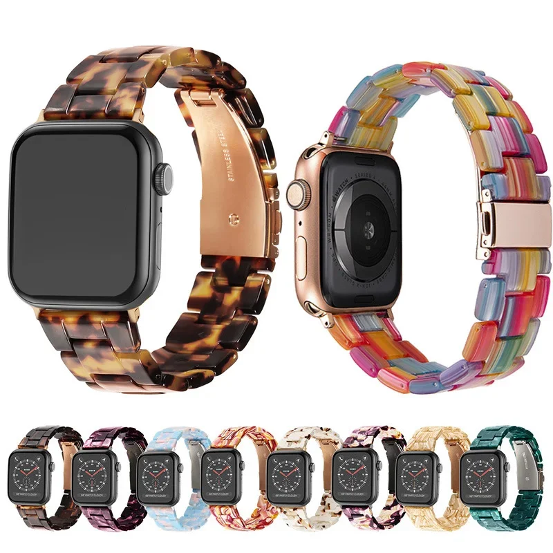 Resin Strap For Apple Watch Band correa 38mm 49mm 8 7 41 45 44mm 40mm Woman Bracelet  iWatch seroes 4 5 6  42mm Wristband