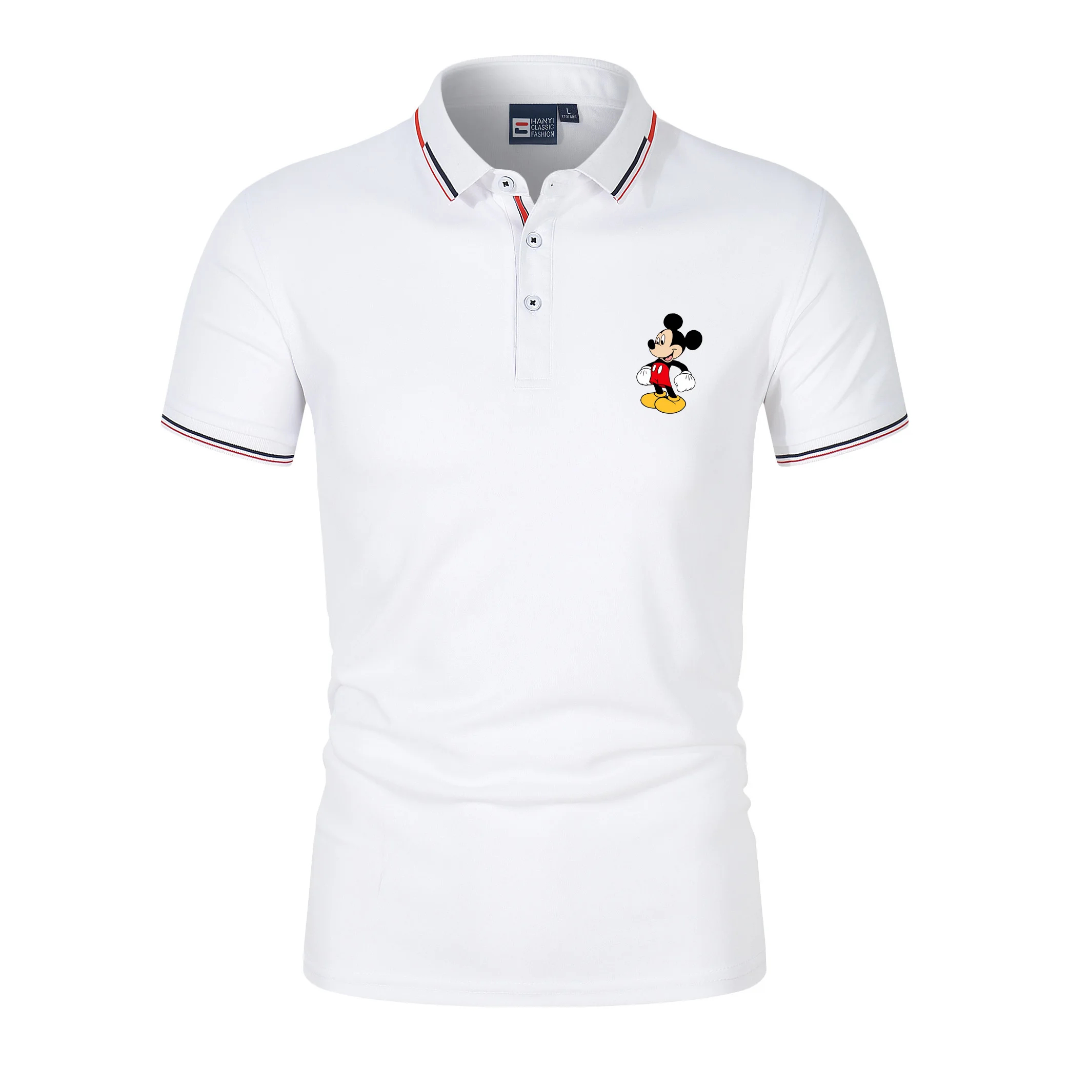 Men's Solid Polo Shirt Disney Printed Men's T-shirt Summer Outdoor Running Quick Dry Men's Polo Shirt Cotton Blended Top