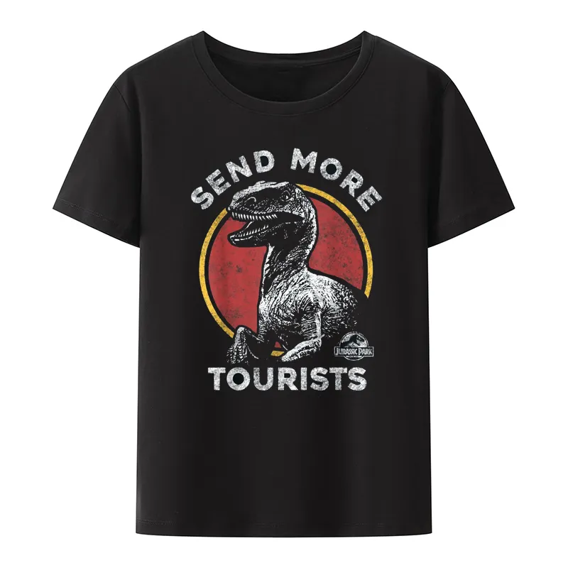 Jurassic Park Send More Tourists Raptor Print Tshirt Men Women Summer Short-sleev Breathable Graphic Tee Classic Vintage Tops