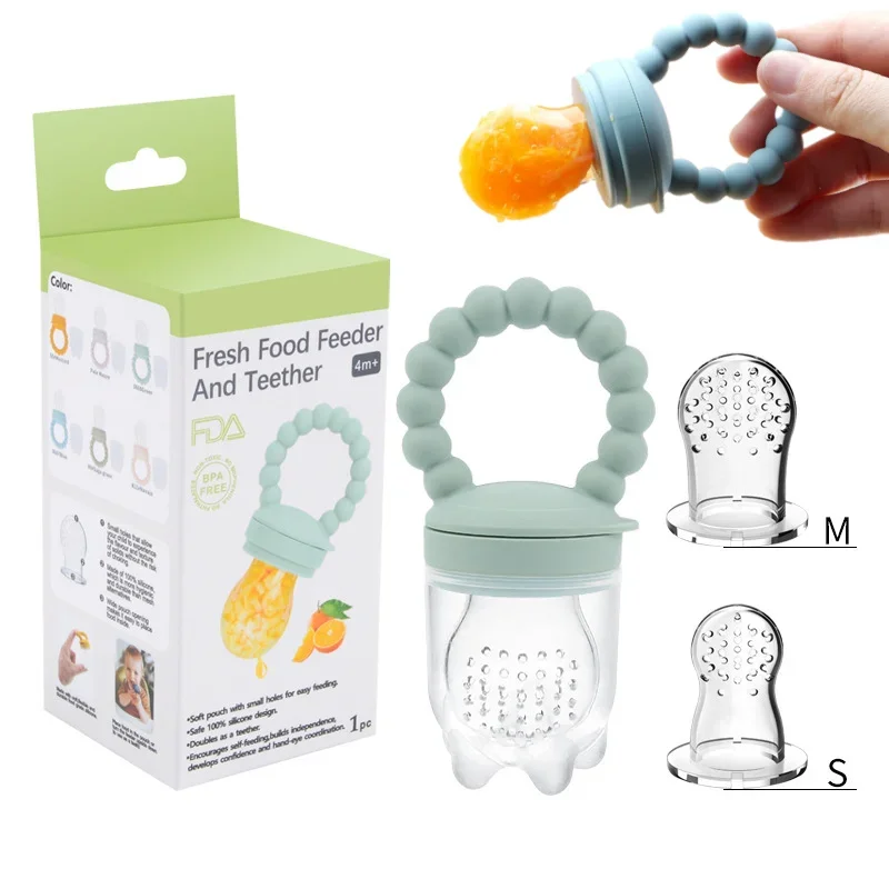 Baby Food Grade Silica Gel Baby Pacifiers Fruit Feeder and Healthy Way To Grind Fruits and Vegetables for Baby's Meal Feeding