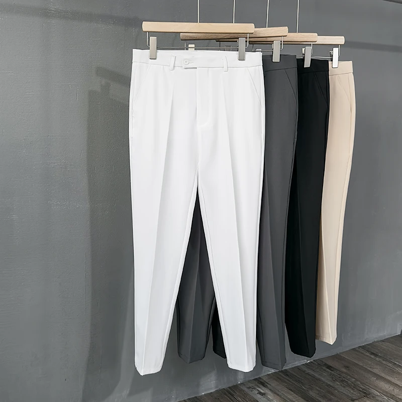 Spring Autumn New Suit Pants Men Fashion Business Draped Casual Slim Classic Male Clothing Solid Color Trousers