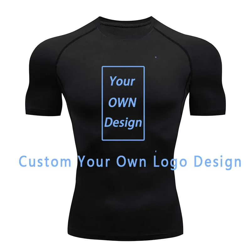 Custom You Own Logo Design Compression Tshirts Running Fitness Tight Sportswear Short Sleeve Summer GYM Sport T-Shirt Sportwear