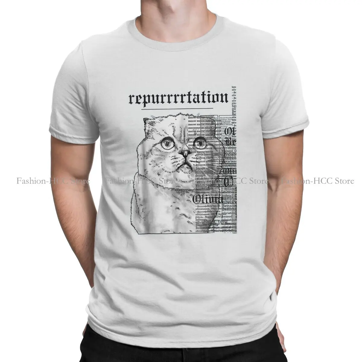 Taylor White Cats Swift Rep Tour Harajuku Polyester TShirt Cat Cute Animal Creative Streetwear Comfortable T Shirt Male Tee