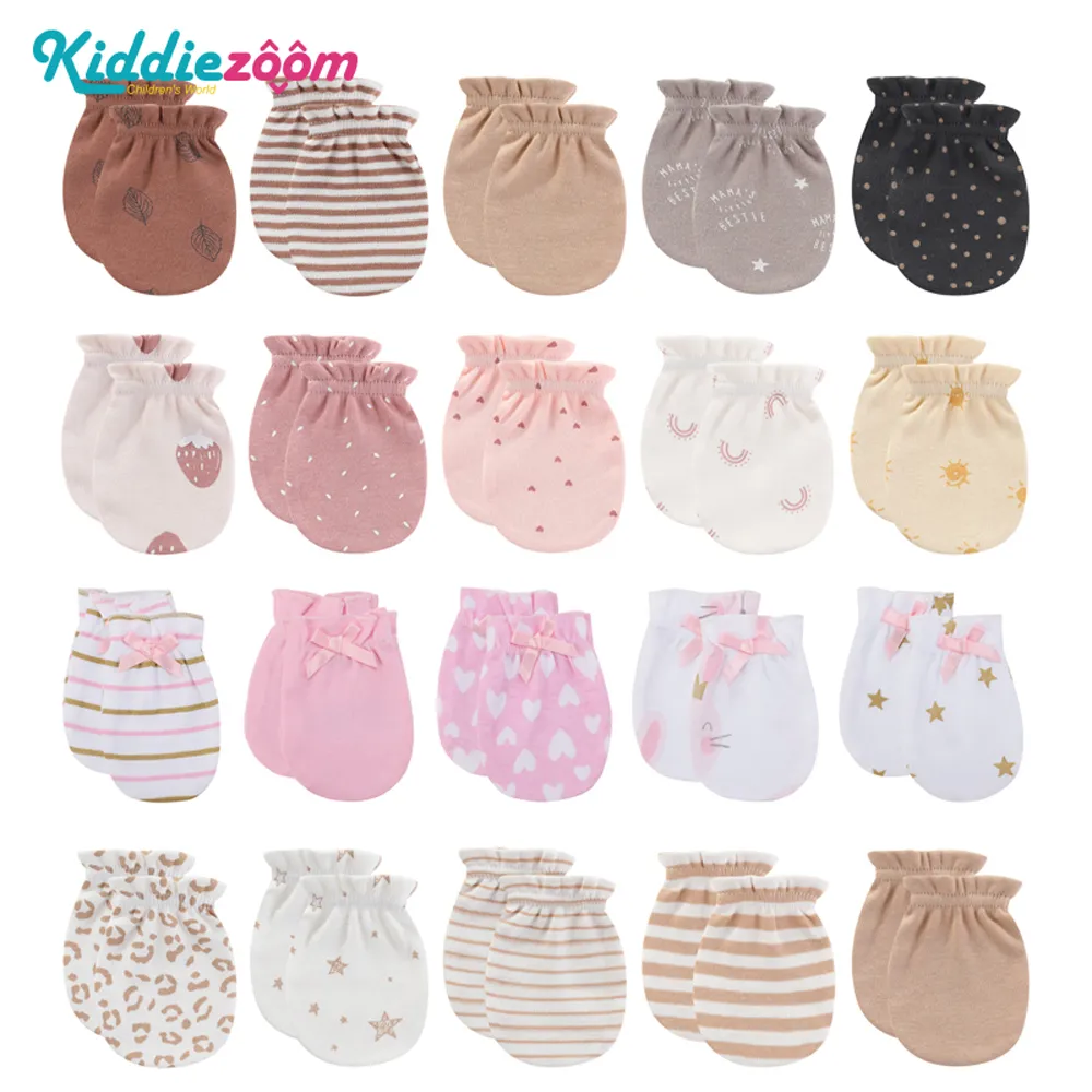 Newborn 5Pieces Baby Girl Gloves Cotton Cartoon 0-6M Baby Boy Mittens Infant Supplies Accessories Anti-Grabbing Gloves Bebes