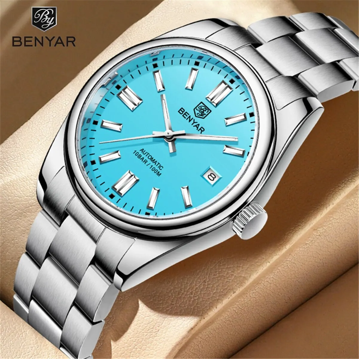 Main 2024 BENYAR New Luxury Men Mechanical Wristwatches 10Bar Waterproof Automatic Watch Stainless Steel Sports Diving Watch for Men image