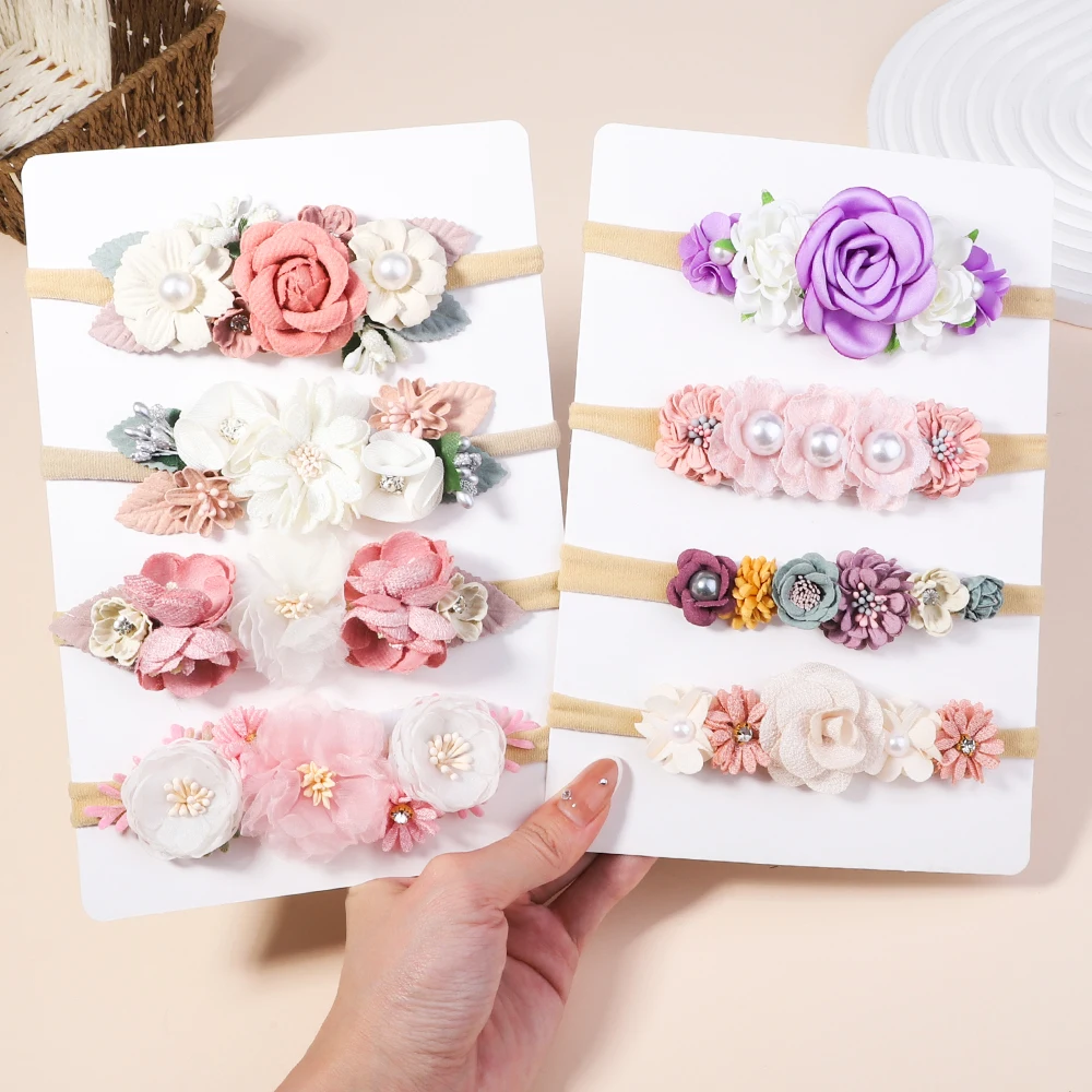 Baby Girl Headband Cute Flower Elastic Hair Band Newborn Head Toddler Headband Headwear Baby Hair Accessories Christmas Gifts