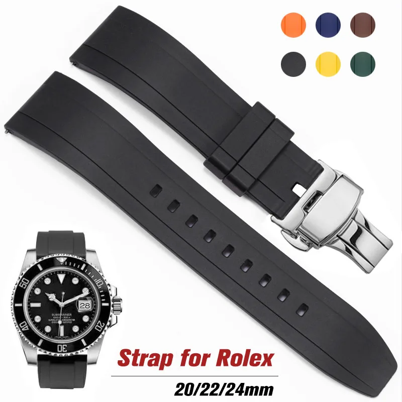 20mm 22mm 24mm TPU Strap for Rolex Waterproof Rubber Watch Band for Seiko Quick Release Silicone Diving Bracelet Butterfly Clasp