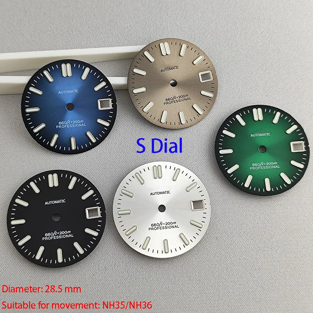 High Quality NH35/NH36 dial Watch dial S dial green luminous dial Suitable for NH35 NH36 movement watch accessories Watch repair