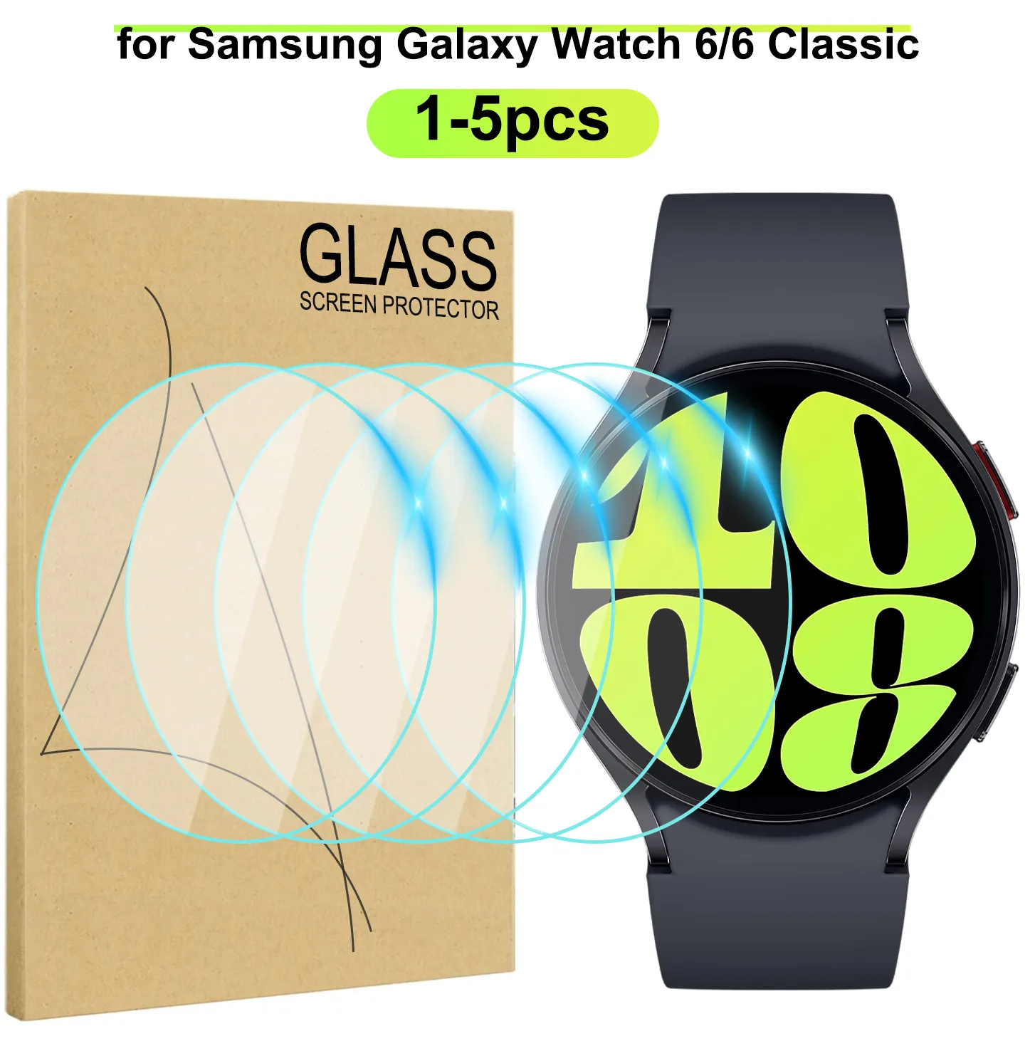 Tempered Glass for Samsung Galaxy Watch 6 40mm 44mm HD Anti-Scratch Screen Protector Film for Watch 6 Classic 43mm 47mm 1-5pcs