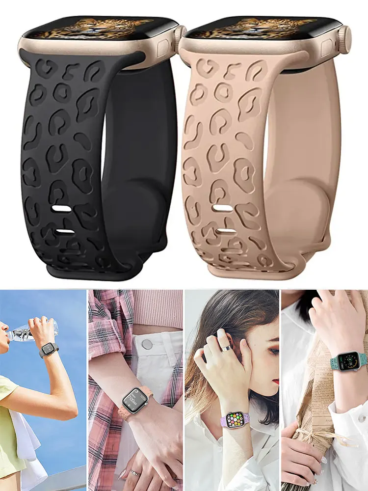 Strap For Apple Watch Band 45mm 44mm 42mm 41mm 40mm 49mm 38mm 40 mm Engraved correa bracelet iwatch series ultra 7 se 3 6 8 5 4