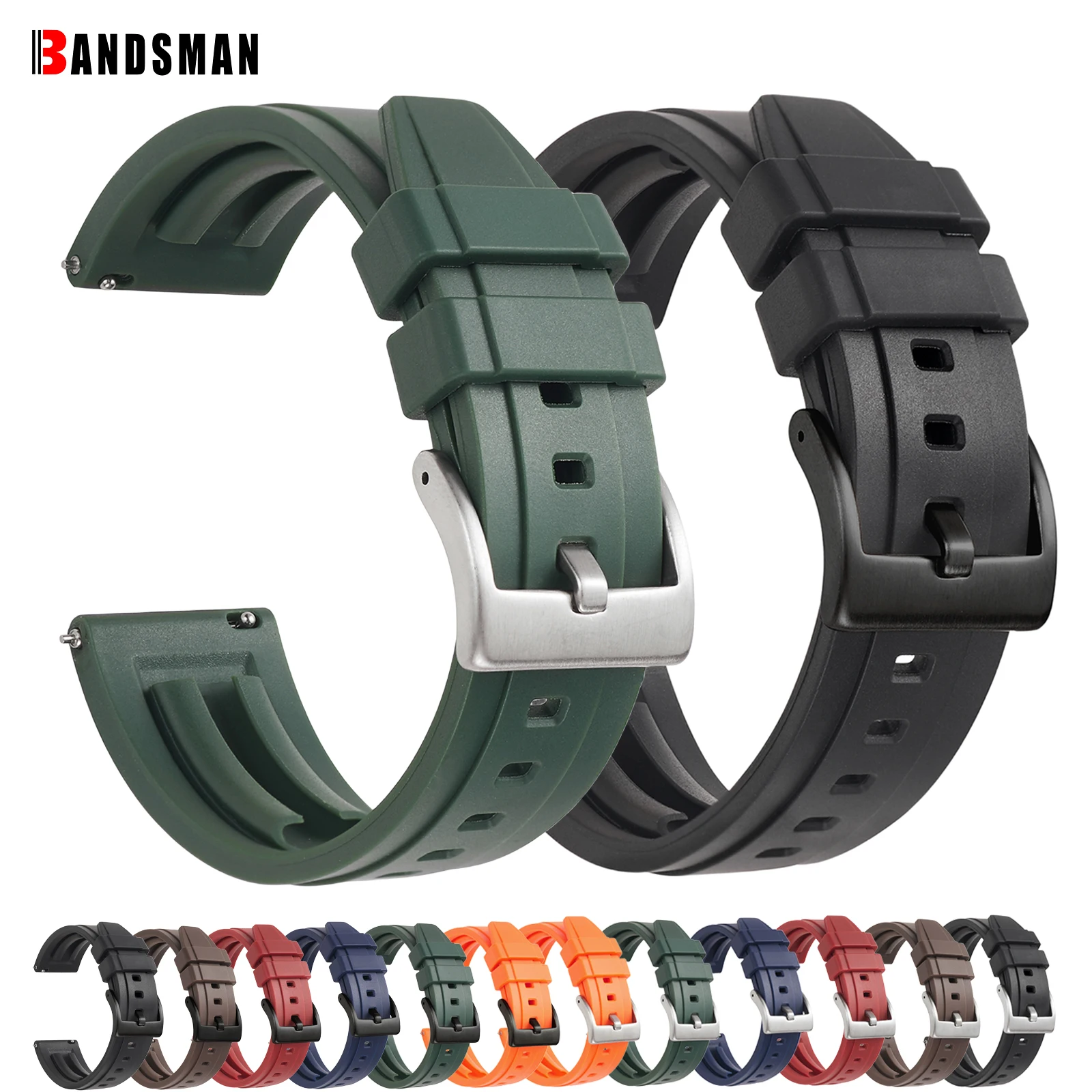 Silicone Watch Band Quick Release Rubber Watch Straps 18mm 19mm 20mm 21mm 22mm 24mm Waterproof Diving Men Watches Accessories