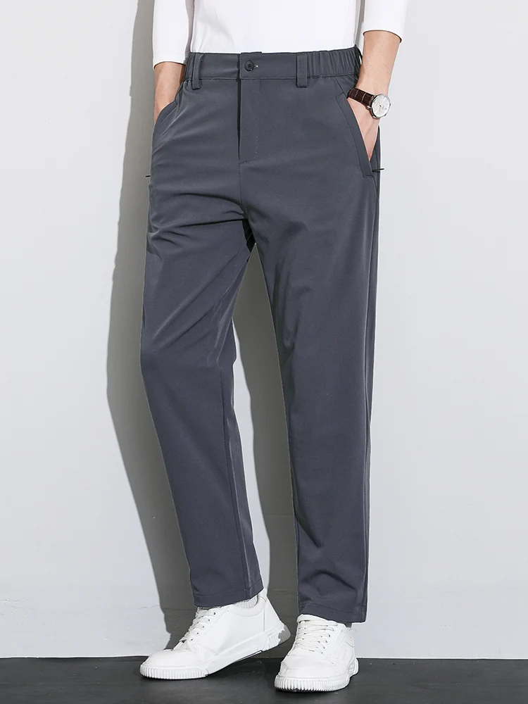 2023 New Autumn Casual Pants Men Outdoor Zip Pockets Stretched Nylon Golf Pant Big Size Straight Track Trousers Male Slacks 8XL