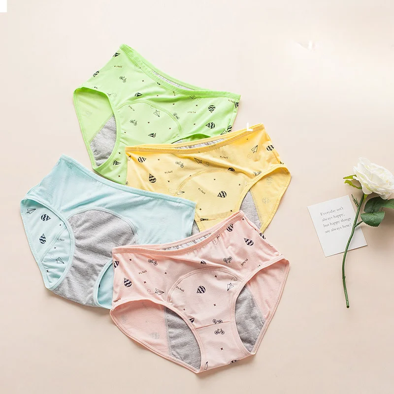 Main 1Pcs Soft Modal Kids Briefs Girls Children Leak-Proof Panties For Teenager Menstrual Underwear Cute Pink Lingerie image