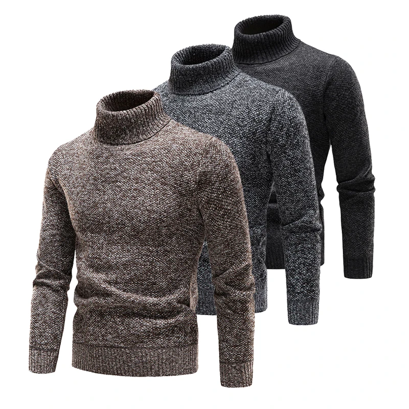 Brand Men Turtleneck Sweaters and Pullovers 2023 New Fashion Knitted Sweater Winter Men Pullover Homme Wool Casual Solid Clothes