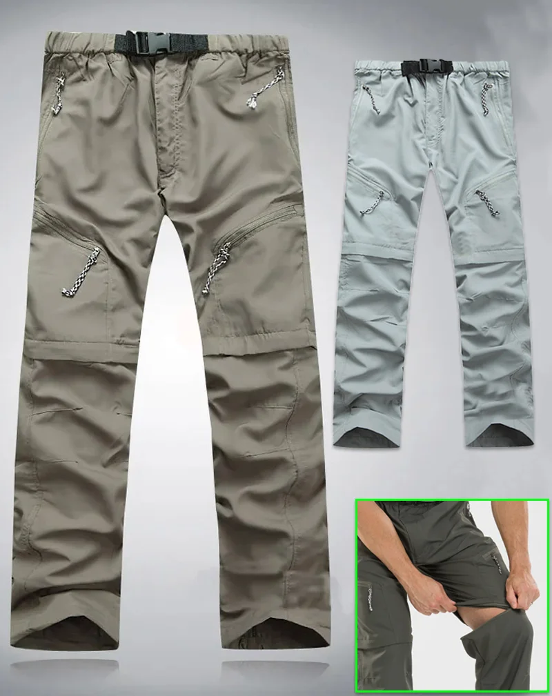 2023 Mens Quick Dry Pants Outdoor Tactical Waterproof Removable Pants Hiking Sport Breathable Trousers Camping Trekking Shorts