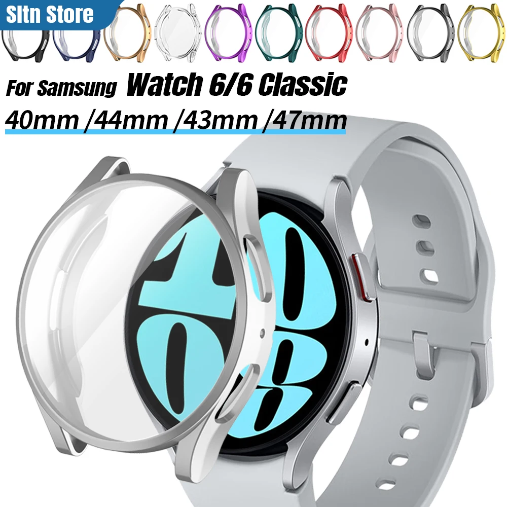 Case for Samsung Galaxy Watch 4/5/6 40mm 44mm Soft TPU All-Around Screen Protector Bumper for Watch 6 Classic 43mm 47mm Cover