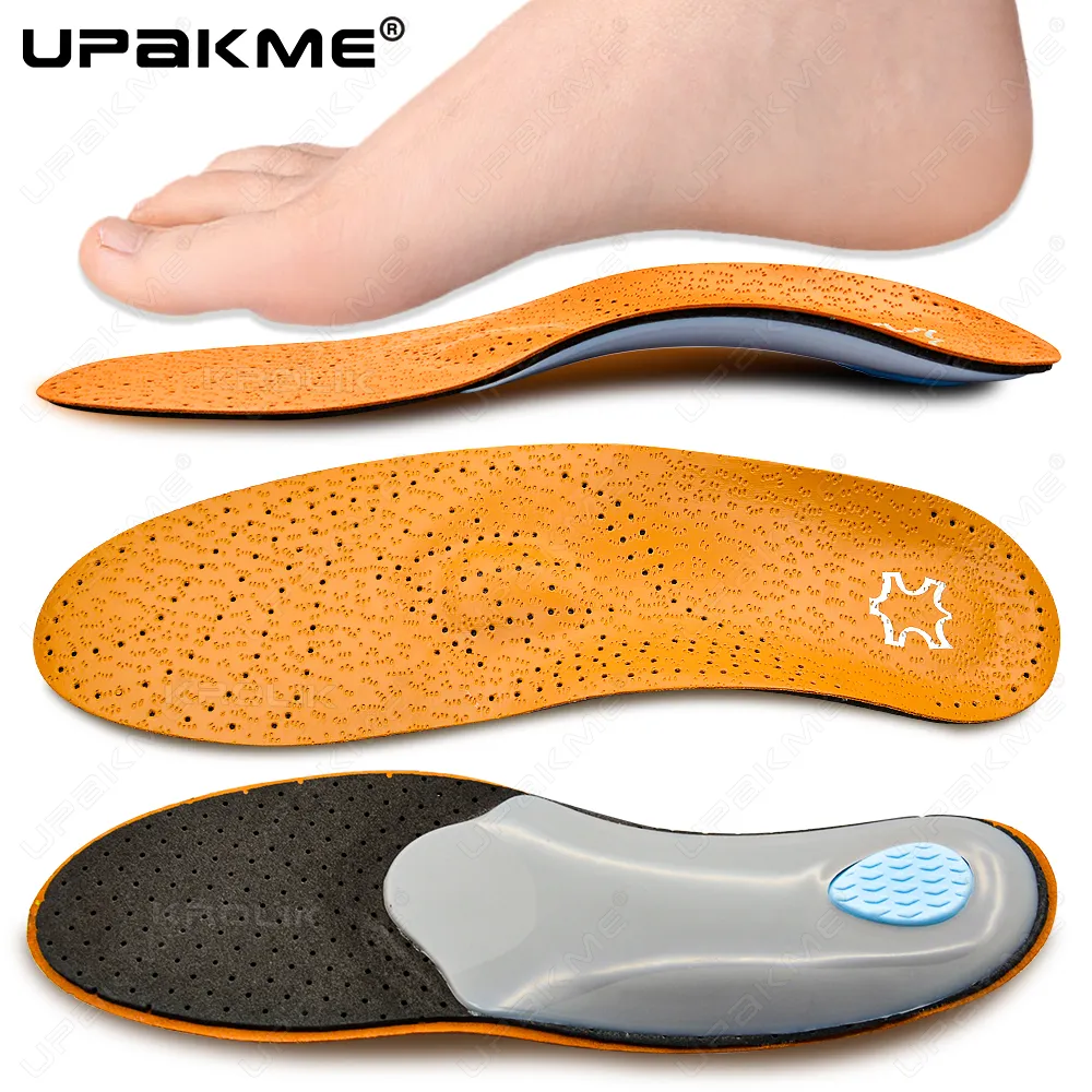 Main Orthotic Insole Leather Insoles for Flat Foot Arch Support 3D 25mm Orthopedic Cushion for Men Women OX Leg Premium Shoes Inserts image