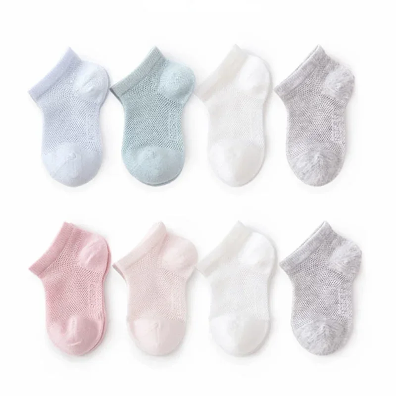 3Pairs/Set Soft Stitch Cute Floor Clothes Stockings Summer Baby Mesh Ankle Short White Sock for Toddler Boys Girls Kids Gifts