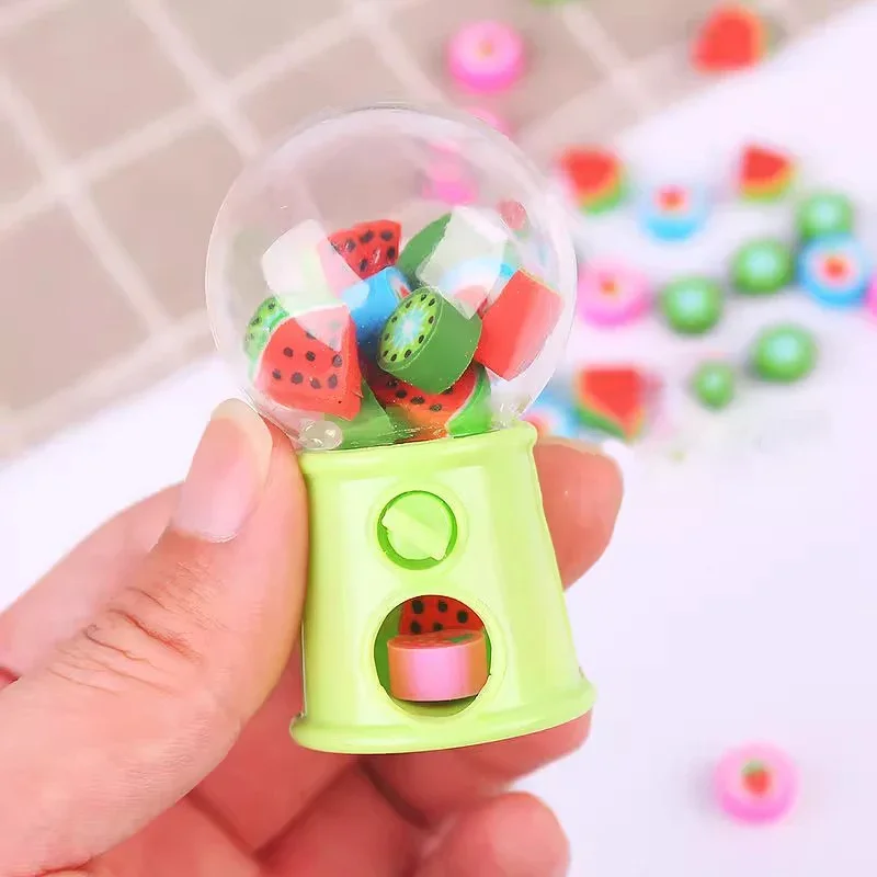 12pcs Gashapon Machine Design Erasers Cute Mini Rubber Erasers Kawaii Stationery Kid Toys Gift Correction Tool Office Supplies