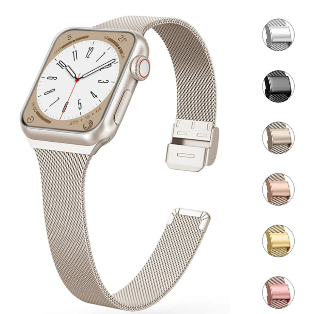 Milanese Strap for Apple Watch 44mm 40mm 45mm 41mm 42mm 38mm 49mm Metal Bracelet iWatch Series Ultra 8 7 6 5 4 3 SE 44 45mm band