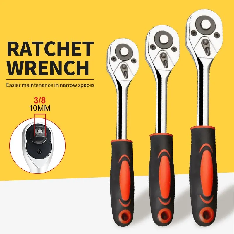 Main 1/4 3/8 Inch Ratchet Wrench 24 Tooth Drive Ratchet Socket Wrench Tool Multi-funtion DIY Hand Tool Ratchet Handle Wrench image