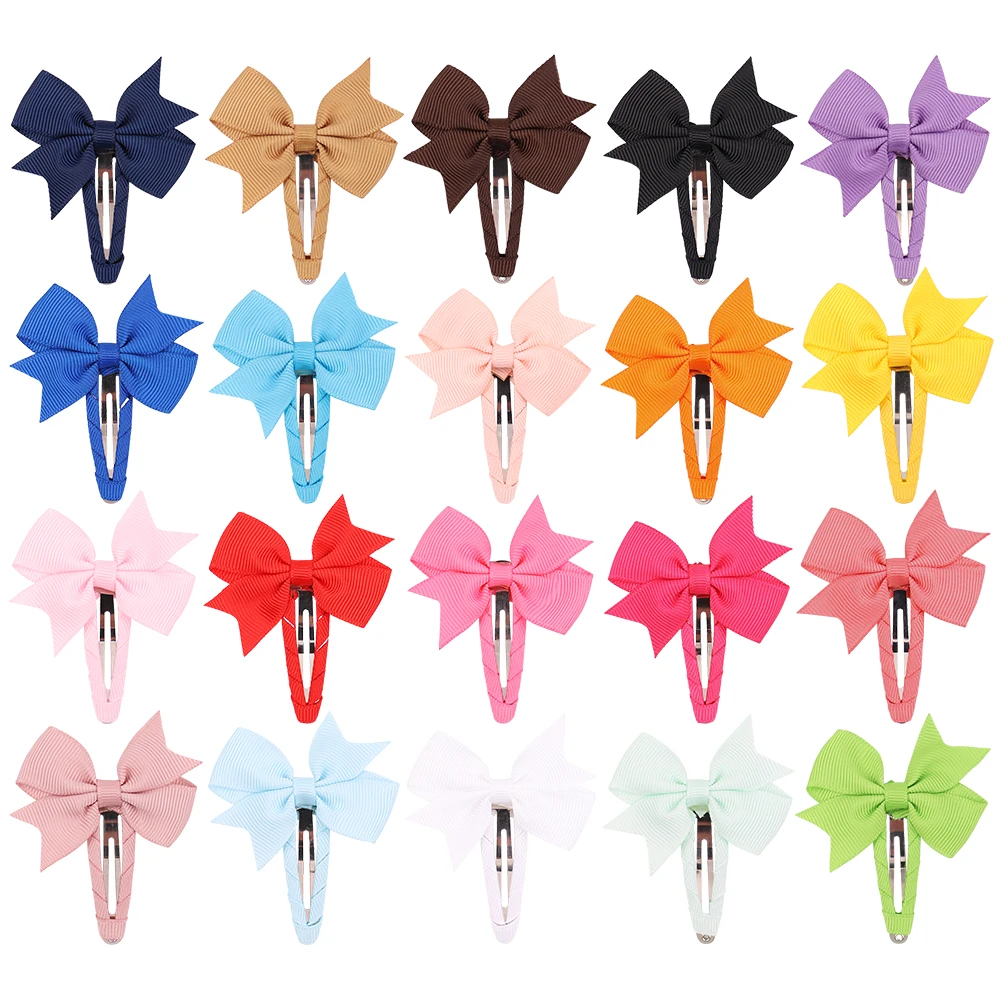 20 Colors 2Pcs Cute Bow Knot Snap BB Clips for Girls Toddler Hair Clips Barrette Baby Hair Accessories Hairpins Gifts Wholesale