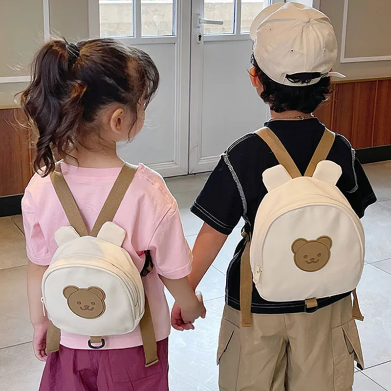 Korean Kids Backpack Round Kawaii Children's Handbags for Girl Kindergarten Boy Schoolbag Cartoon Bear Bunny Toddler Bag