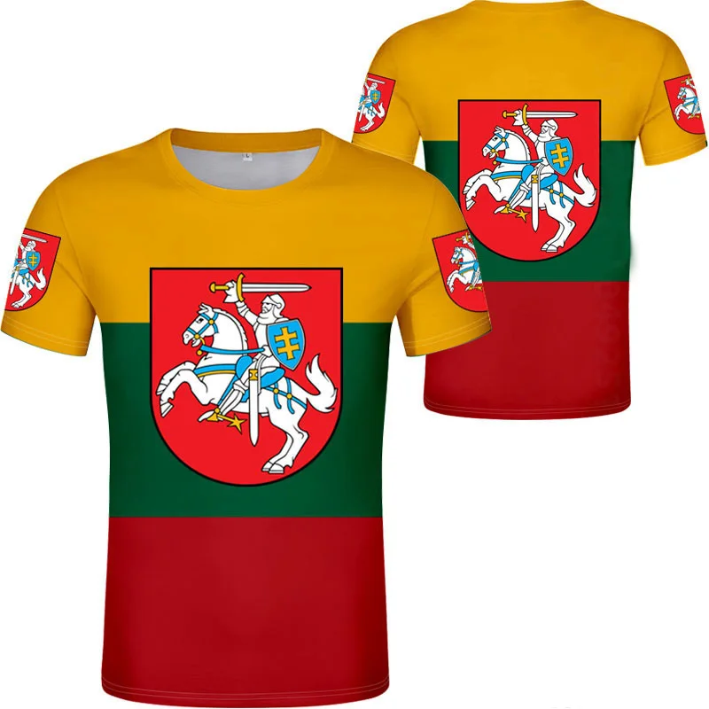 Lithuanian Flag T-shirt DIY Name 3D Printed Harajuku Number Neutral Round Neck Short Sleeve Personality Clothing Fashion Top New