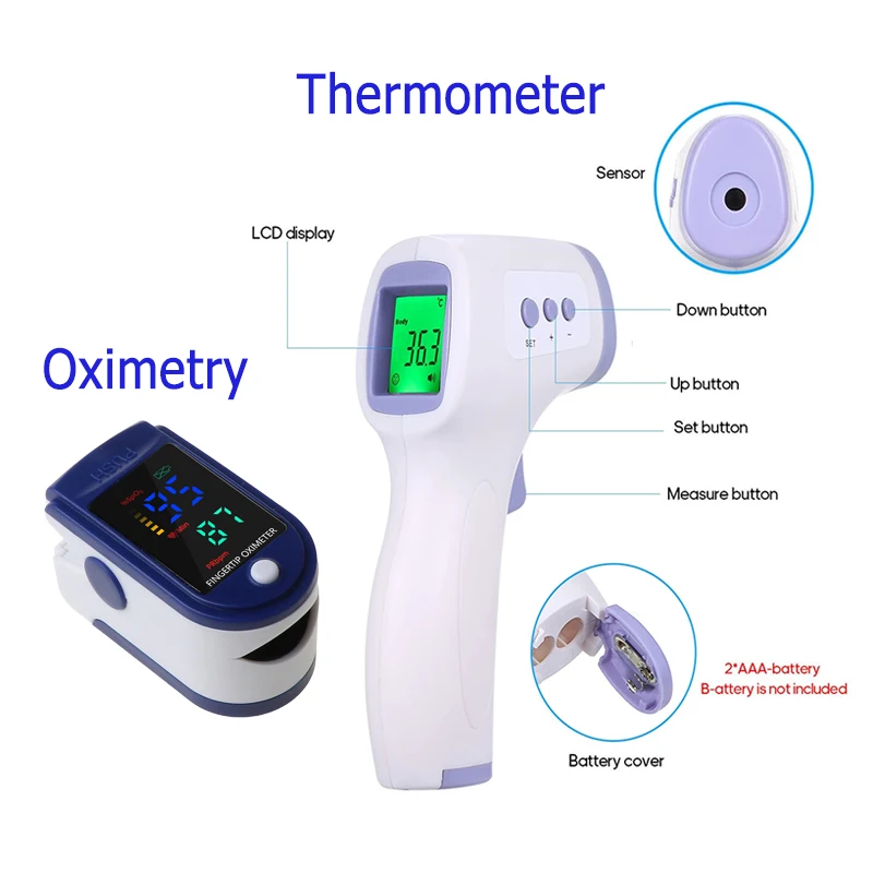 Main Non Contact Infrared LED Digital Forehead Measurement for Adult Child Body Temperature Gun Quick Heating Thermometer Oximeter image