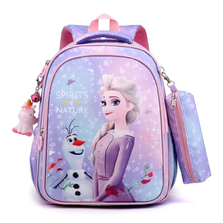 Disney Kids Cartoon  Backpack  Schoolbag Girls Princess frozen Backpack Primary Schoolbag plus Coin Purse