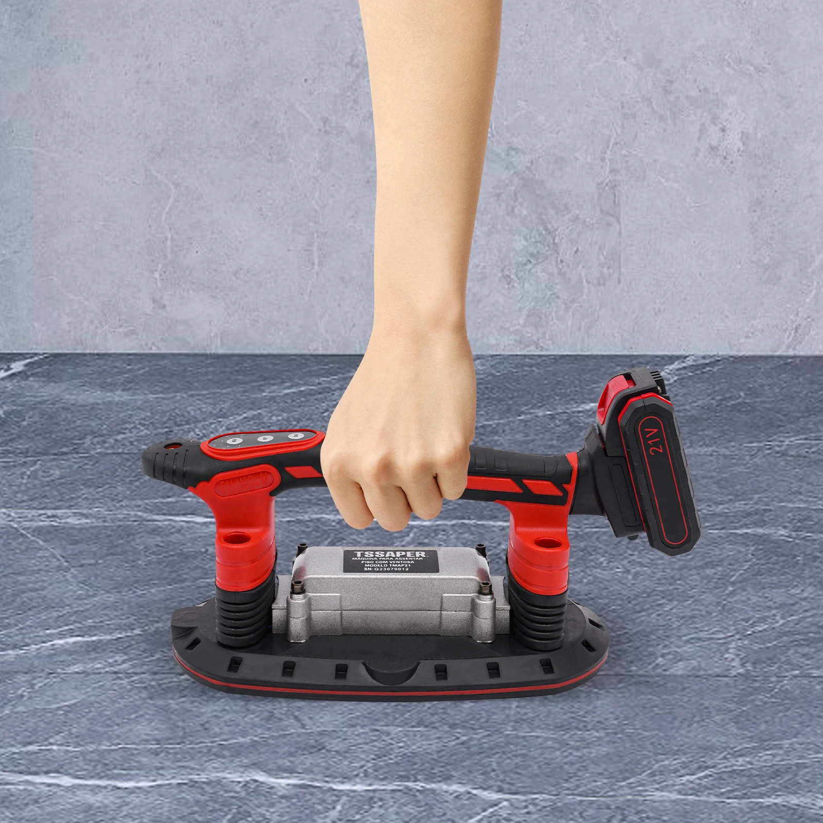 Main 21V 2000mAh Tile Installation Tool Vibration Machine Suction Cup Vibrator Handheld Tiling Leveling Laying 6 Speed w/2 Batteries image