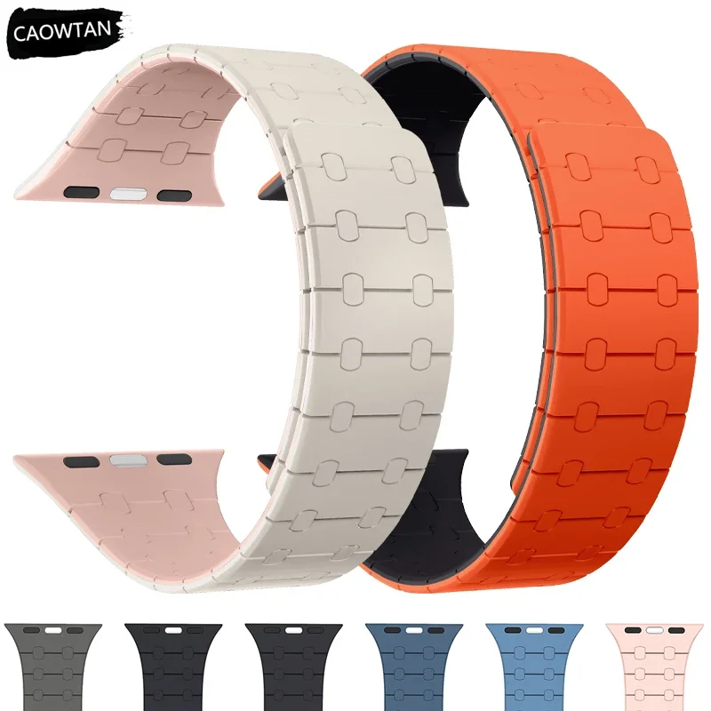 Silicone Magnetic Strap for Apple Watch Ultra2 Band 49mm 44mm 40mm 42mm 41mm 45mm Bracelet For IWatch Series 9 8 7 6 SE 5 4 38mm