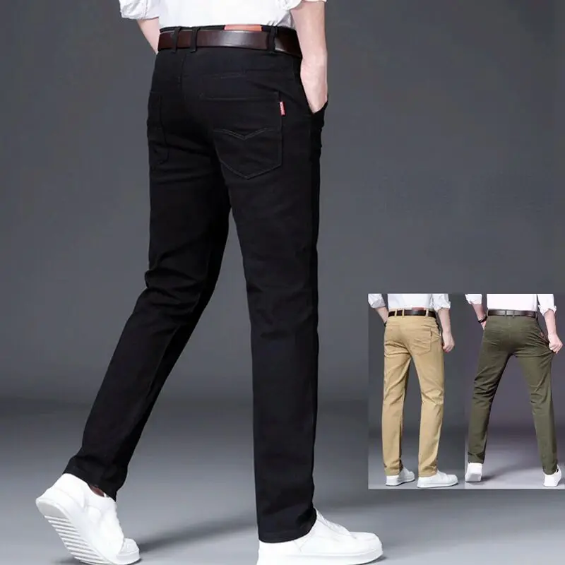 Men's Spring Autumn Fashion Casual Cargo Long Pants Male Elastic Formal Male Cotton Military Overalls Trousers Big Size 28-40