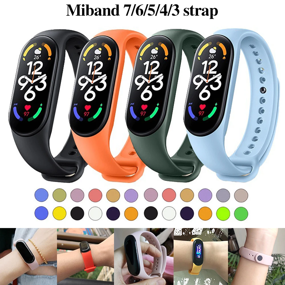 Sport Watchband for Xiaomi Mi Band 7 bracelet wrist Miband 5 6 NFC Replacement pulsera Silicone correa mi band 8 7 6 3 4 5 strap