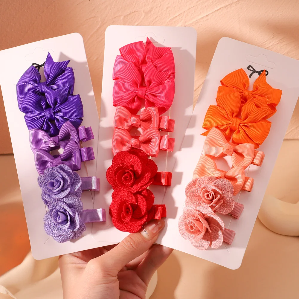 6Pcs/set Sweet Candy Color Flower Hairpin for Girls Safe Hair Clips Cute Handmade Kids Baby Hair Accessories Gifts Wholesale