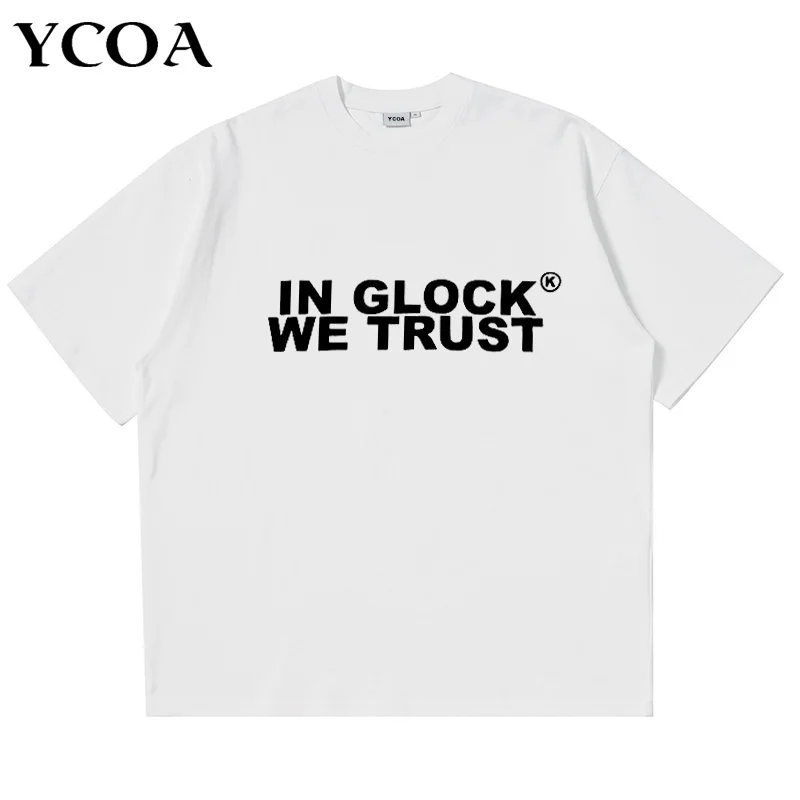 Men T-Shirt 100% Cotton Y2k Streetwear Letter Korean Fashion Print Gothic Harajuku Vintage Tops Tees Oversized Aesthetic Clothes