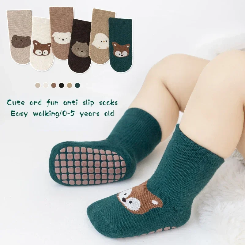 Baby Cute and Fun Anti slip Floor Socks Autumn and Winter Baby Warm Socks Cartoon Baby Straight Short Trampoline Socks