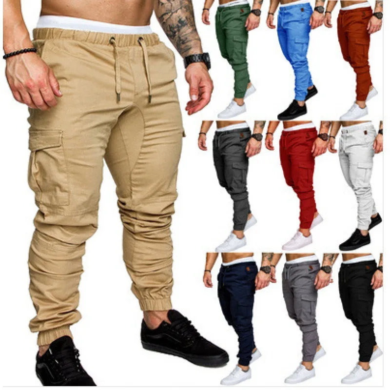 New Men's Cargo Pants Tooling Multi Pocket Trousers Woven Fabric Casual Safari Style Leggings Men（S-5XL）