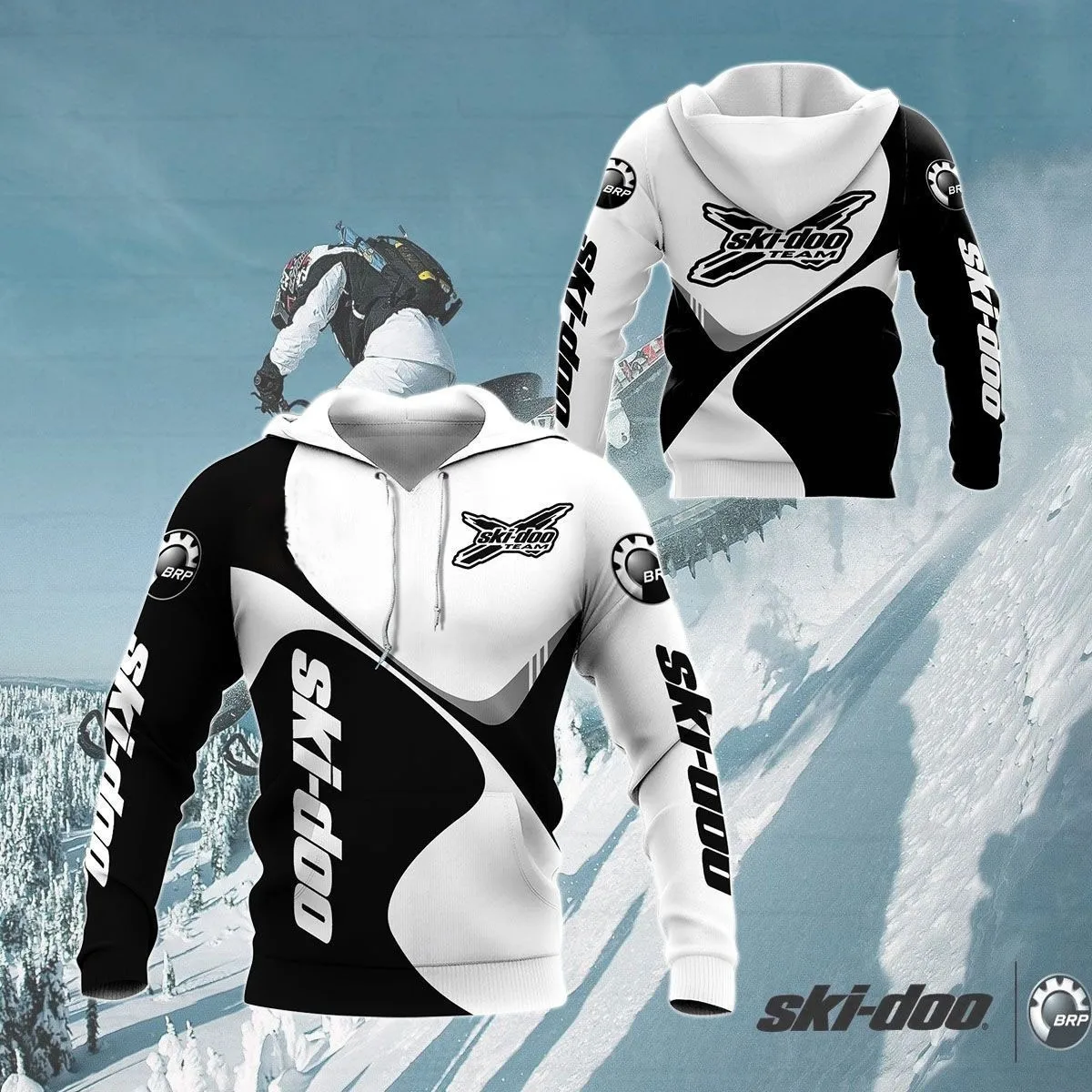 Men's Fashion 3D Snow Off Road Motorcycle Pattern Hoodie Spring and Autumn Outdoor Sports Mountain Off Road enthusiast Pullover