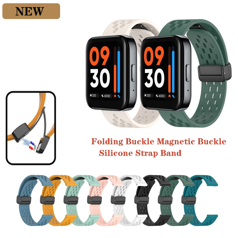 20mm 22mm Watch Band Magnetic Buckle Silicone Strap For Realme Watch 2 3 S Pro Bracelet