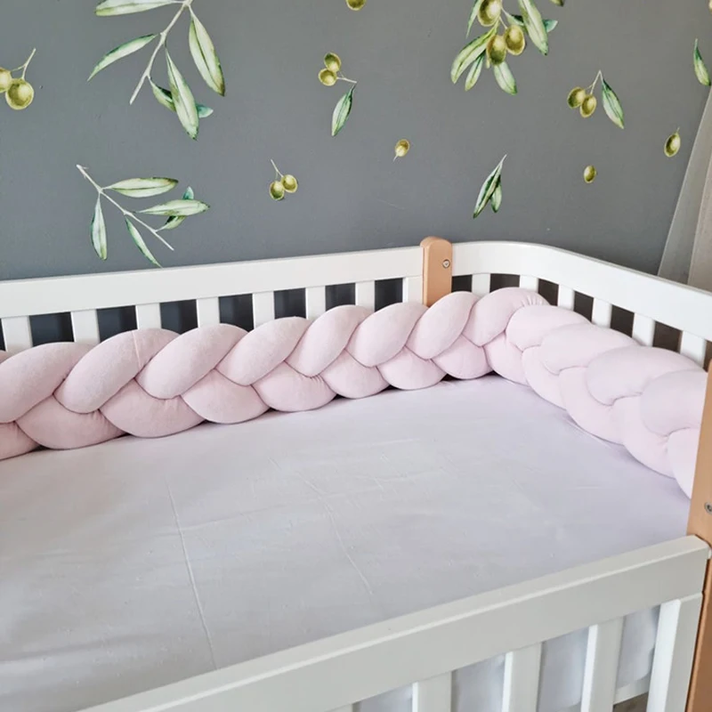 Baby Crib Bumper Thicken Braid Knot Crib Around Cushion Cot Protector Pillows Newborns Room Bedding Decor Room Decoration 1-4m