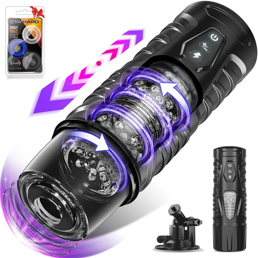 Automatic Male Masturbator Sex Toys for Men 7 Thrusting & 7 Rotating Modes Hands Free Pocket Pussy Sex Machine Electric Penis Pu