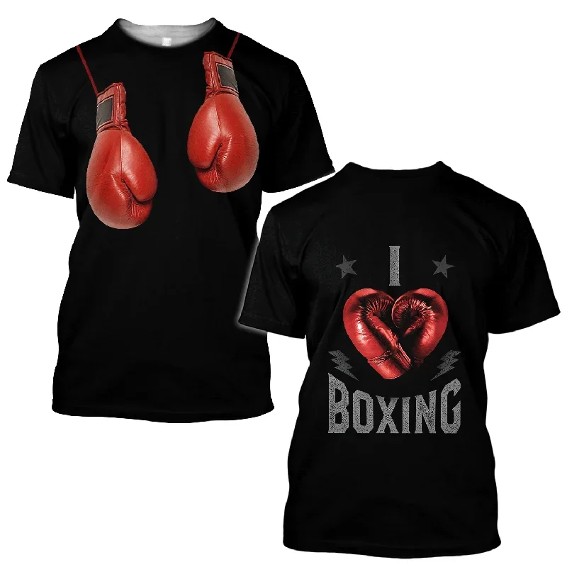 Boxing Training T-shirt Quick Dry Loose Casual Sports Tough Guy Style Men Round Neck Short Sleeve Oversized Comfortable Clothing