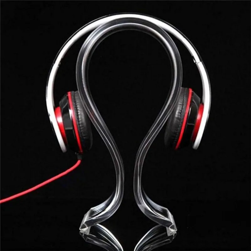 1pc Universal Acrylic Headphone Headset Display Stand Rack Hanger Holder Clear Earphone Desk Shelf Bracket