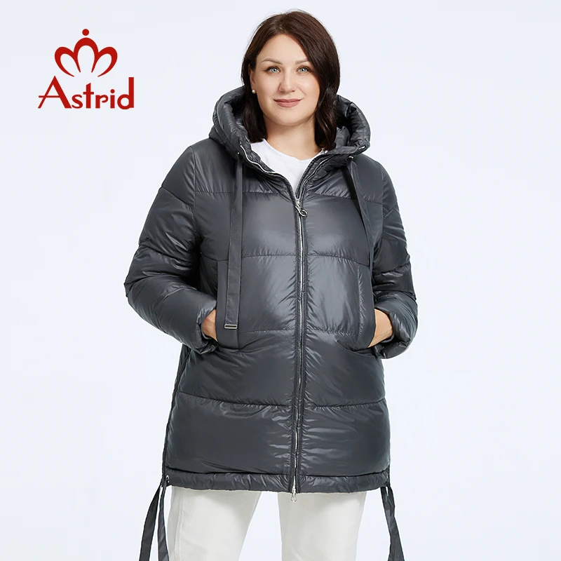 Main Astrid Women's Winter Jacket 2023 Plus Size Bio Down Jackets Hooded Quilted Coat Women Parka Female Clothing Split Hem Lacing image