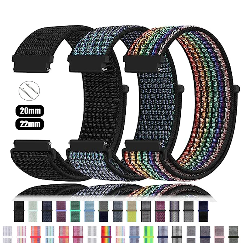 20mm 22mm band For Amazfit GTS4/2/3/3pro/2e/GTS2 Mini/GTR 4 42mm/47mm/GTR2/2e/stratos belt bracelet Amazfit bip Nylon Loop strap