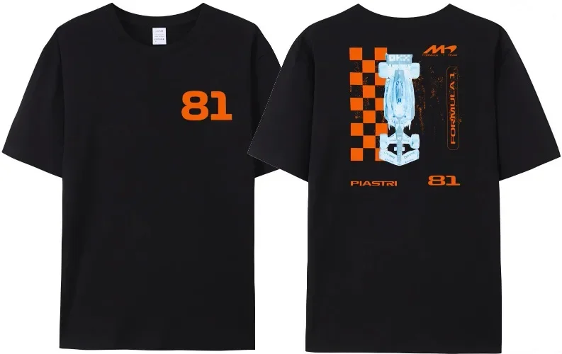 F1 Casual men's racing 81 letter T-shirt F-1 Oscar Piastri self-introduction print F racing 1 fan women's sports pure cotton Tee